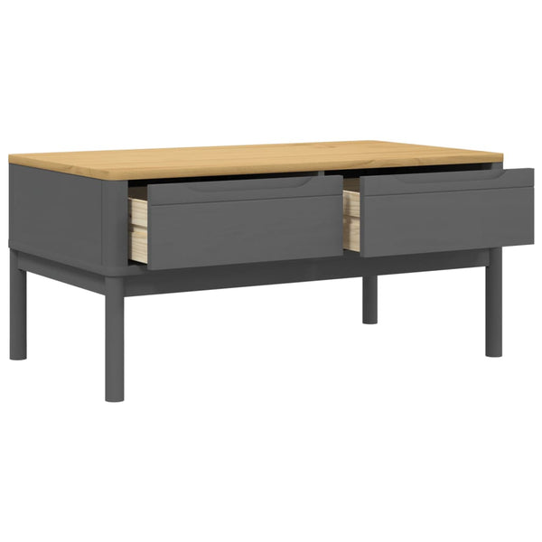 Grauer Couchtisch FLORO, Kiefer Massivholz 99cm