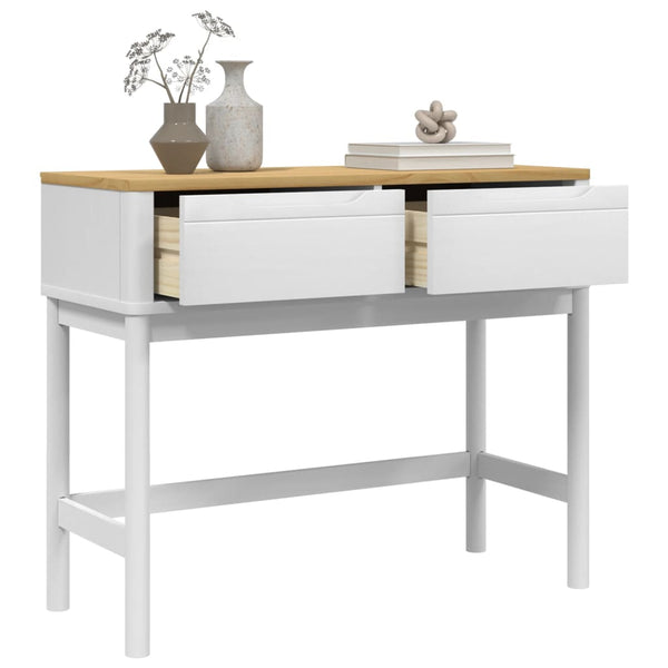 vidaXL Table console FLORO Blanc 89,5x36,5x73 cm Bois de pin massif