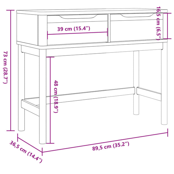 vidaXL Table console FLORO Blanc 89,5x36,5x73 cm Bois de pin massif
