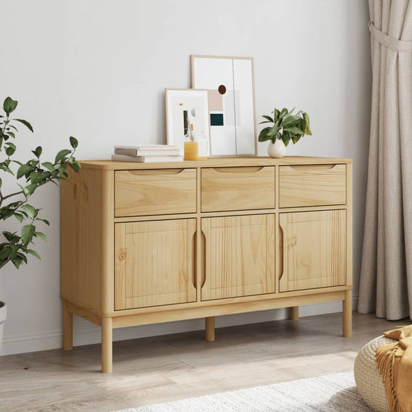 Sideboard FLORO, Kiefer massiv, Wachsbraun, 114 cm