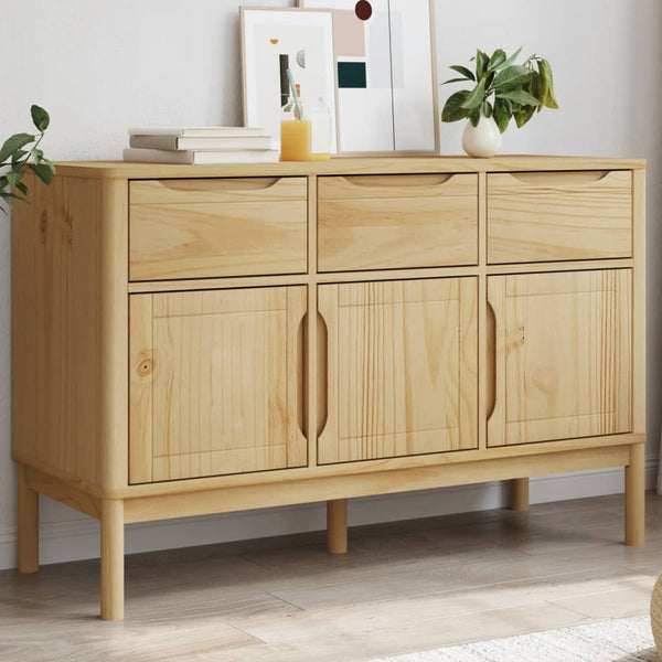 Sideboard FLORO, Kiefer massiv, Wachsbraun, 114 cm