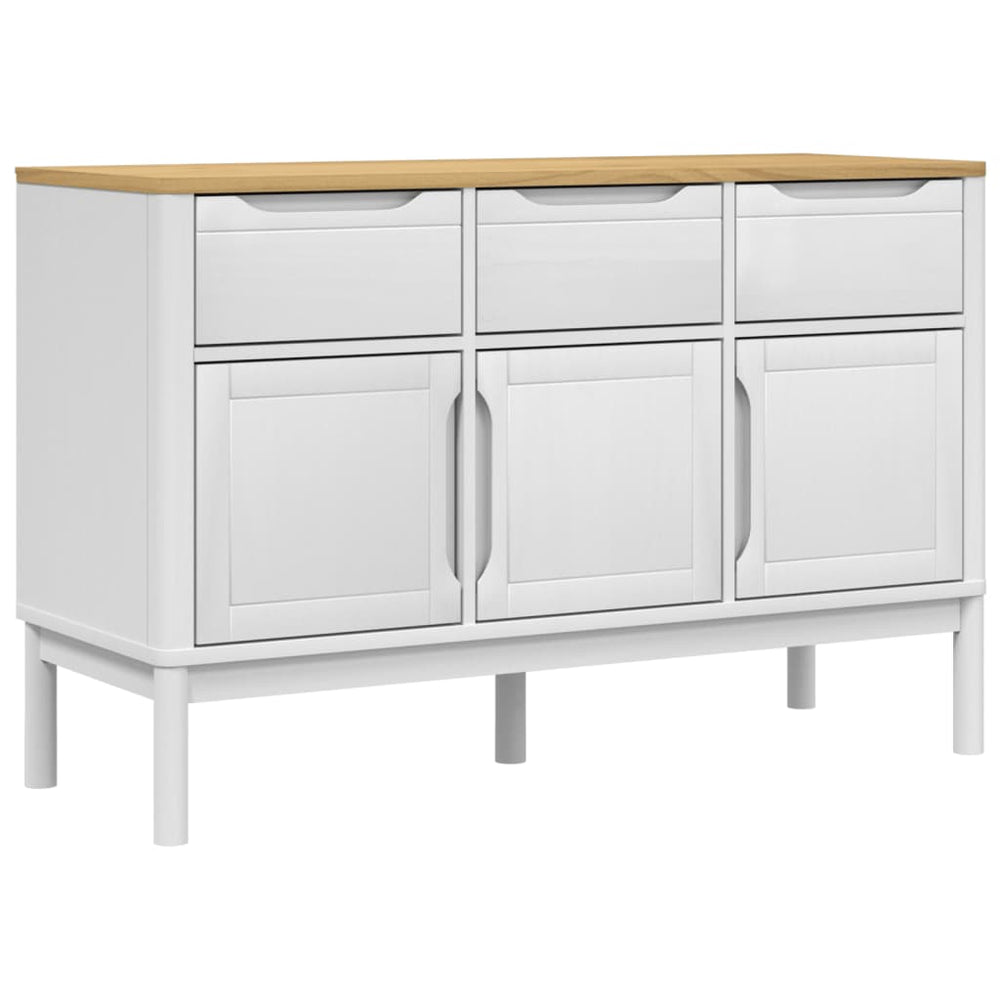 vidaXL Sideboard FLORO White 114x43x74 cm Solid Pine Wood