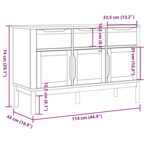 Sideboard FLORO Weiß Kiefer Massivholz 114 cm