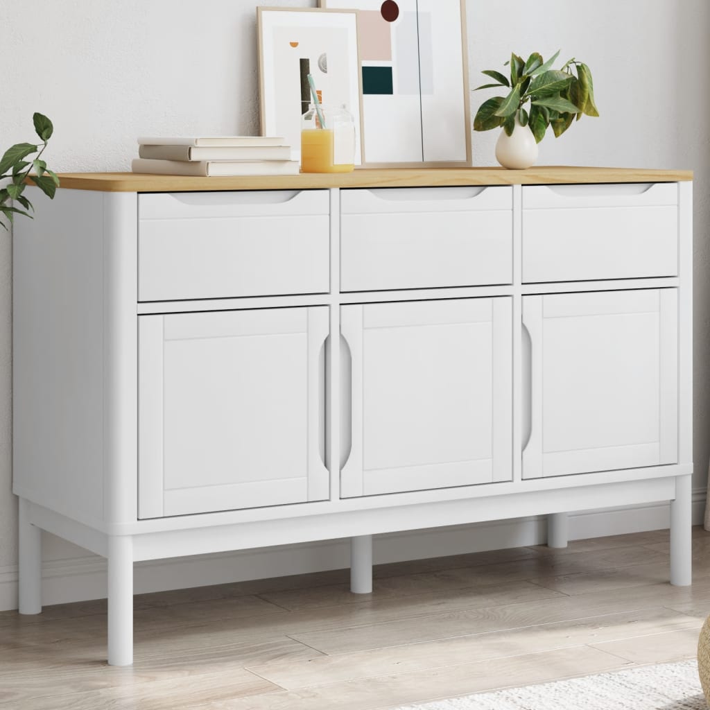 Sideboard FLORO Weiß Kiefer Massivholz 114 cm