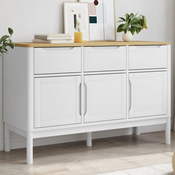 Sideboard FLORO Weiß Kiefer Massivholz 114 cm