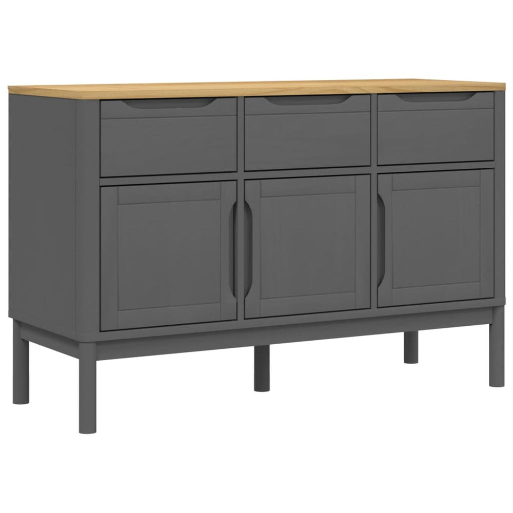 vidaXL Sideboard FLORO Grey 114x43x74 cm Solid Pine Wood