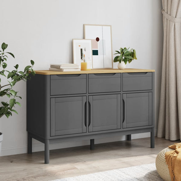 Sideboard Grau 114x43x74 cm Kiefer Massivholz