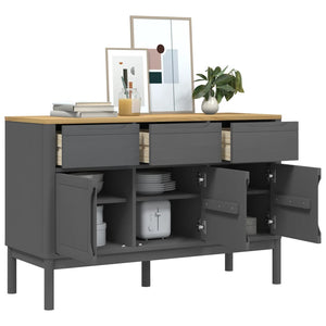 Sideboard Grau 114x43x74 cm Kiefer Massivholz