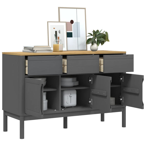 Sideboard Grau 114x43x74 cm Kiefer Massivholz