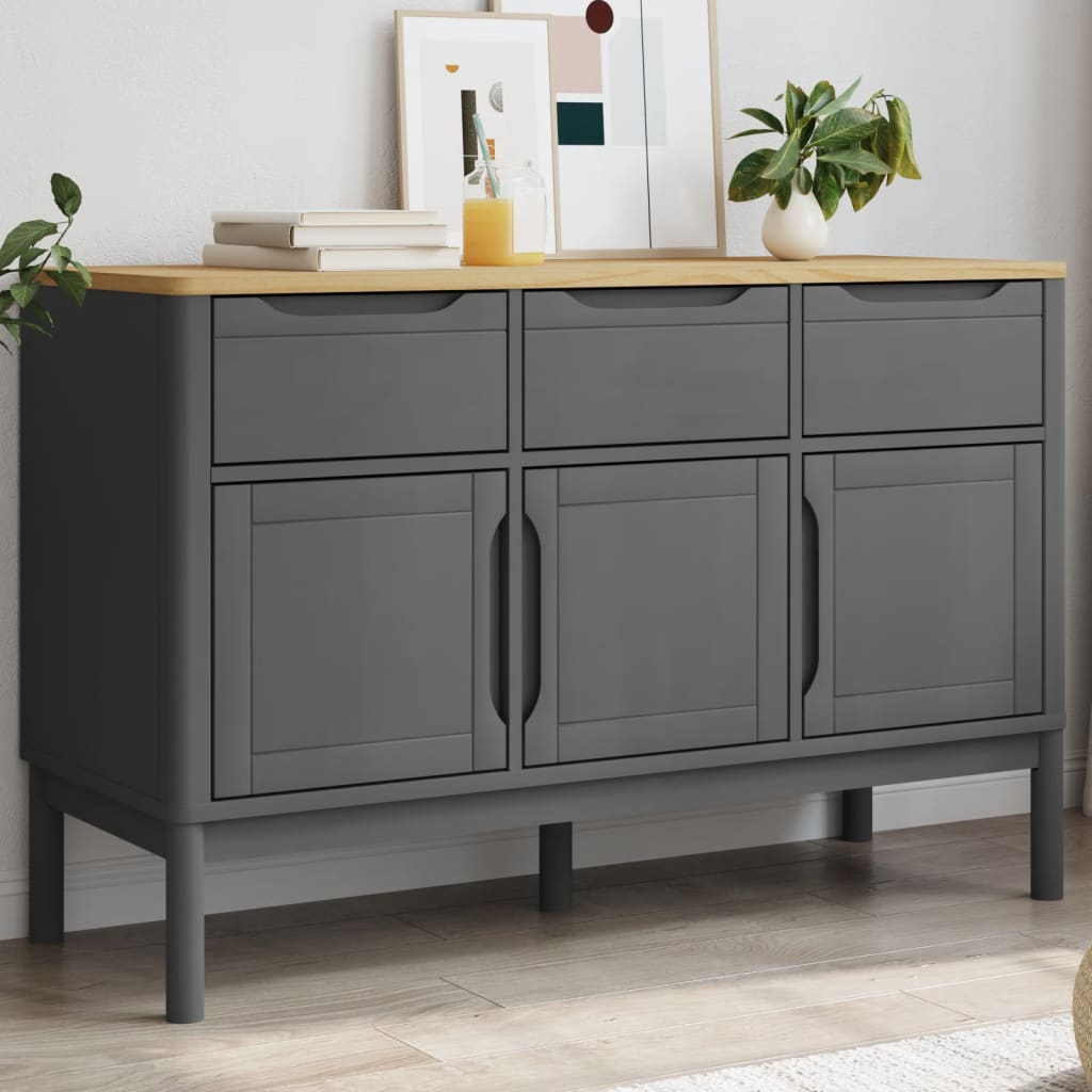 Sideboard Grau 114x43x74 cm Kiefer Massivholz