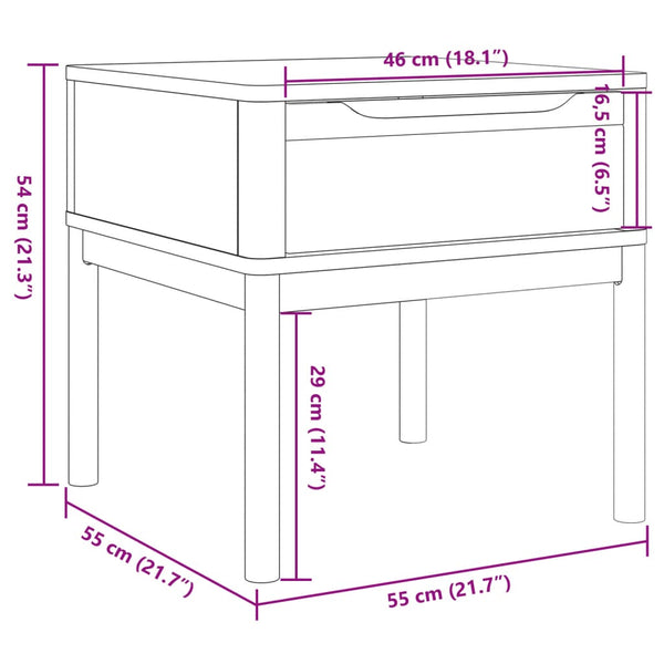 Beistelltisch Kiefer Massivholz 55x55 cm Braun