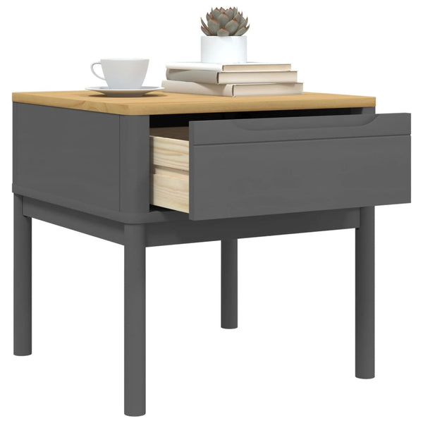 FLORO Lampentisch Grau Kiefer Massivholz 55x55 cm