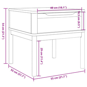 FLORO Lampentisch Grau Kiefer Massivholz 55x55 cm
