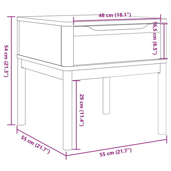 FLORO Lampentisch Grau Kiefer Massivholz 55x55 cm