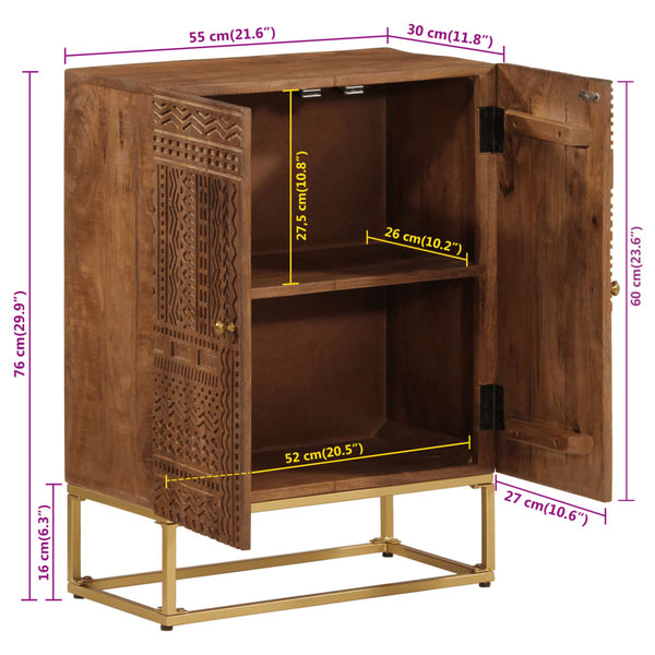 Mango Massivholz Sideboard mit Eisenbeinen 55cm