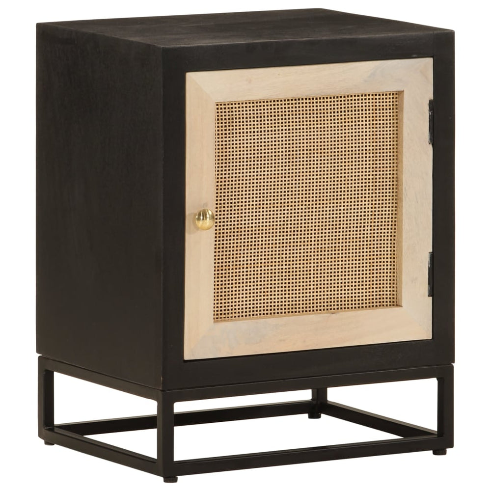 vidaXL Nightstand Black 40x30x50 cm Solid Mango Wood and Iron