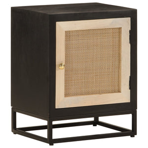 Schwarzer Nachttisch Mango Massivholz 40x50 cm