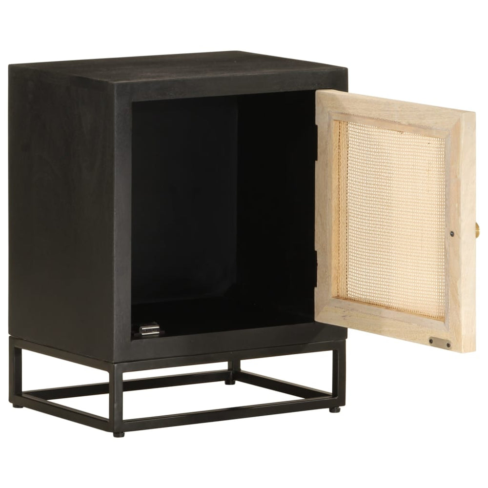 vidaXL Nightstand Black 40x30x50 cm Solid Mango Wood and Iron