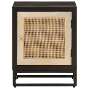 Schwarzer Nachttisch Mango Massivholz 40x50 cm