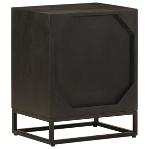 Schwarzer Nachttisch Mango Massivholz 40x50 cm