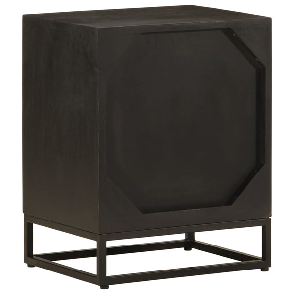 Schwarzer Nachttisch Mango Massivholz 40x50 cm