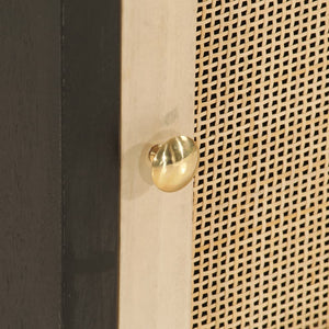 Schwarzer Nachttisch Mango Massivholz 40x50 cm