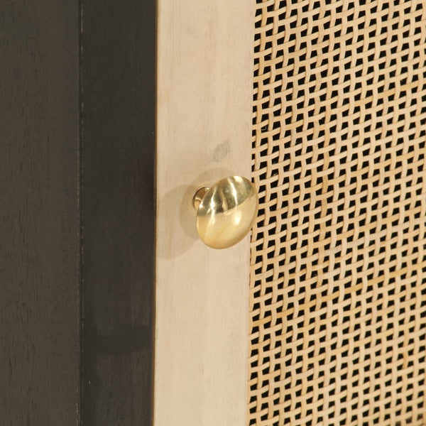 Schwarzer Nachttisch Mango Massivholz 40x50 cm