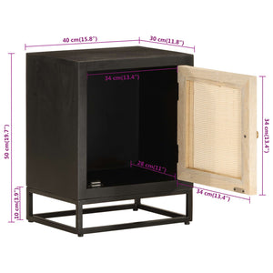 Schwarzer Nachttisch Mango Massivholz 40x50 cm
