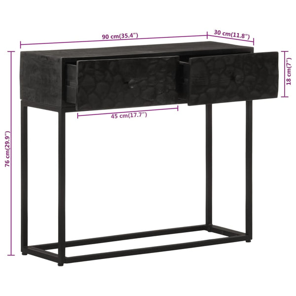 Schwarzer Konsolentisch 90 cm Mango Massivholz