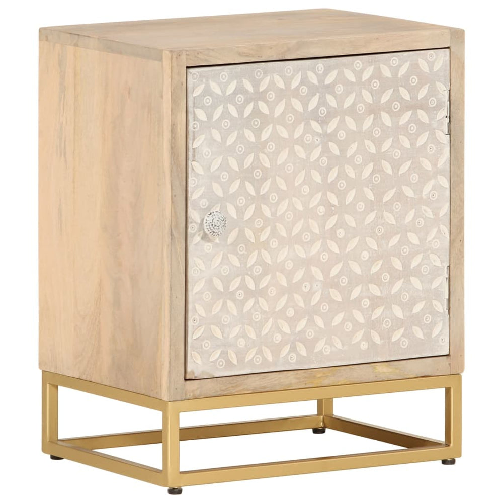 vidaXL Nightstand 40x30x50 cm Solid Mango Wood and Iron