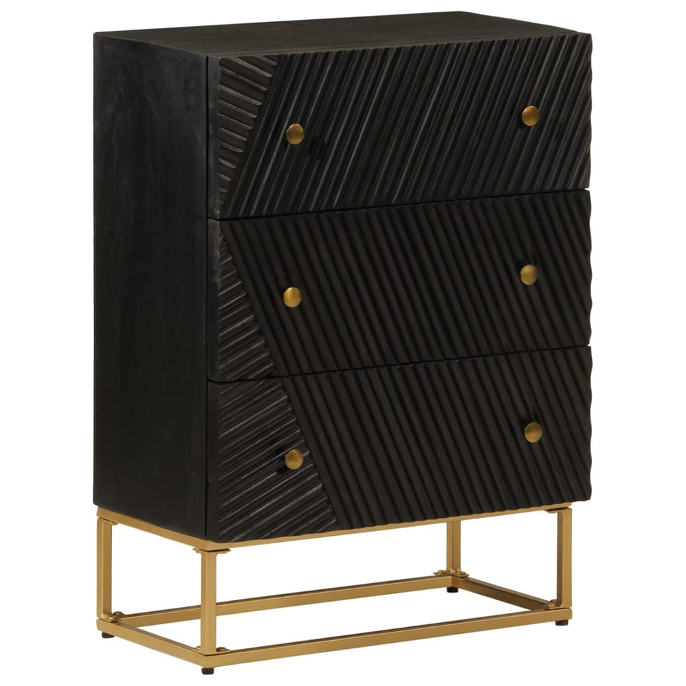 Schwarze Mango Massivholz Kommode 55x76cm