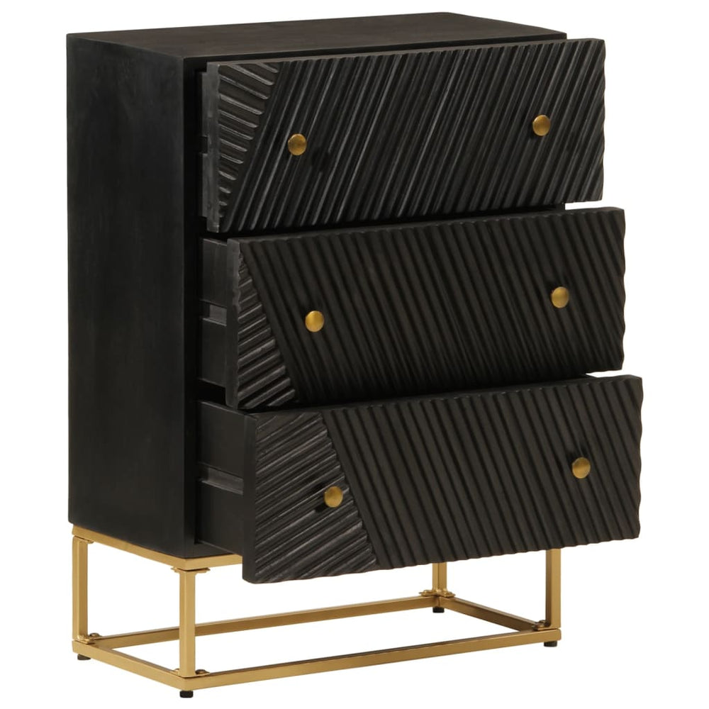 Schwarze Mango Massivholz Kommode 55x76cm