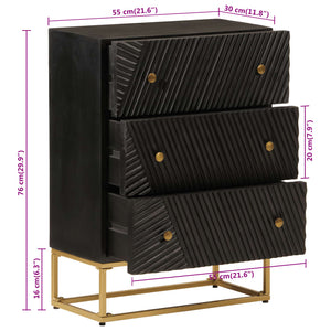Schwarze Mango Massivholz Kommode 55x76cm