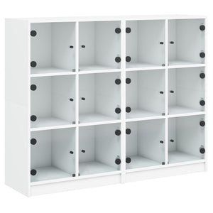 Bücherregal Weiß mit Türen 136x109 cm
