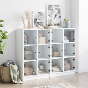 Bücherregal Weiß mit Türen 136x109 cm