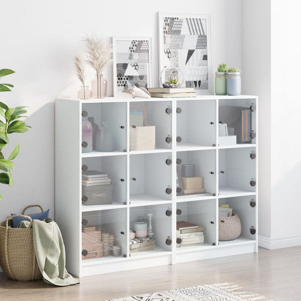 Bücherregal Weiß mit Türen 136x109 cm