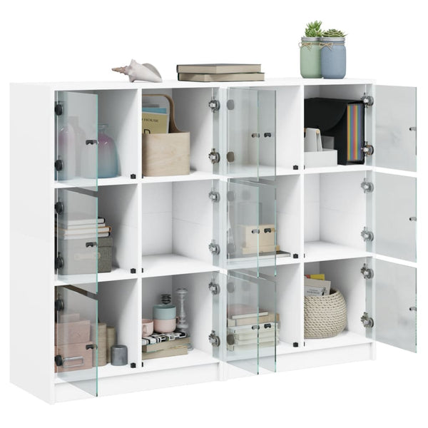 Bücherregal Weiß mit Türen 136x109 cm