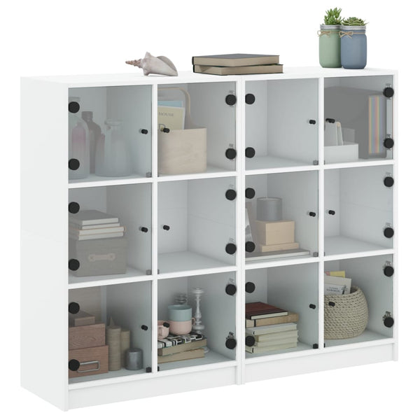 Bücherregal Weiß mit Türen 136x109 cm