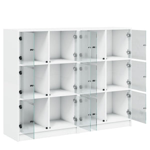 Bücherregal Weiß mit Türen 136x109 cm