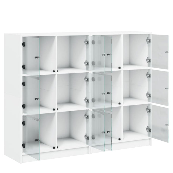 Bücherregal Weiß mit Türen 136x109 cm
