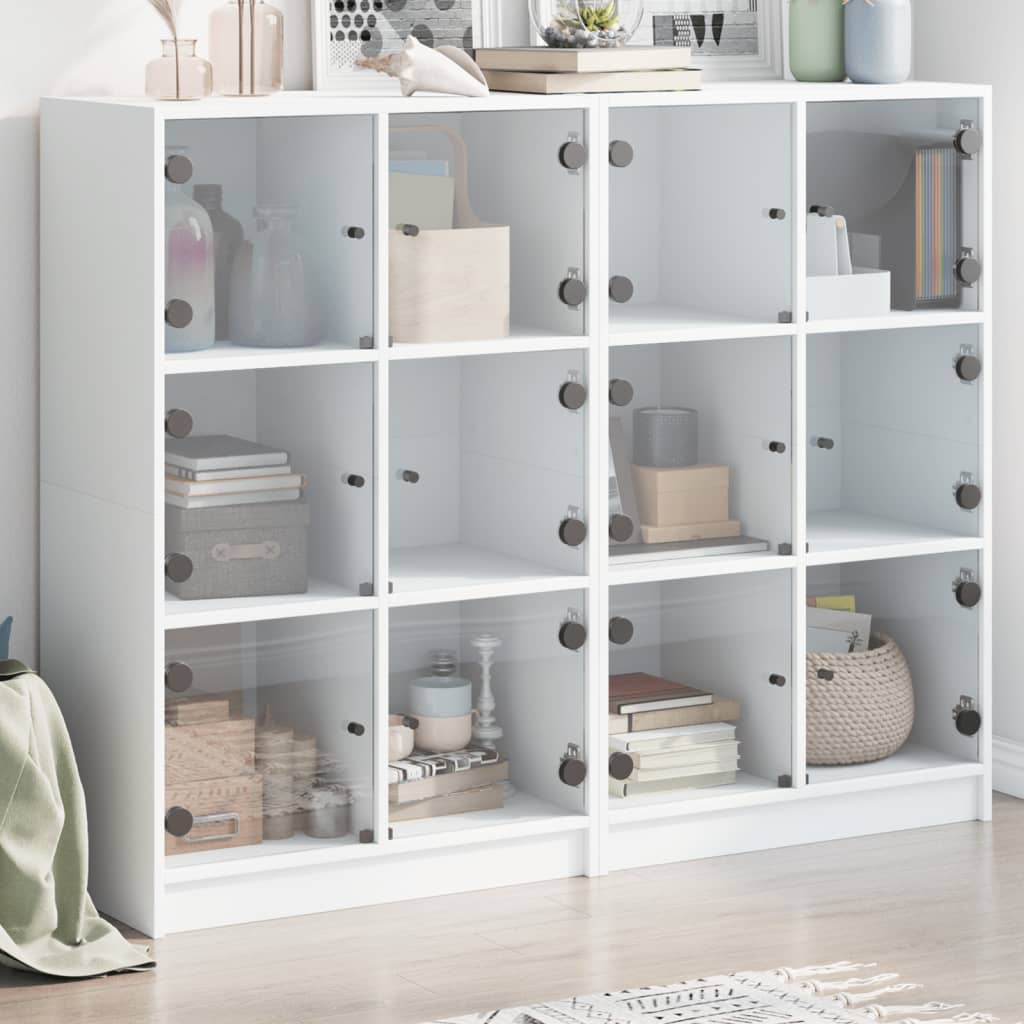 Bücherregal Weiß mit Türen 136x109 cm