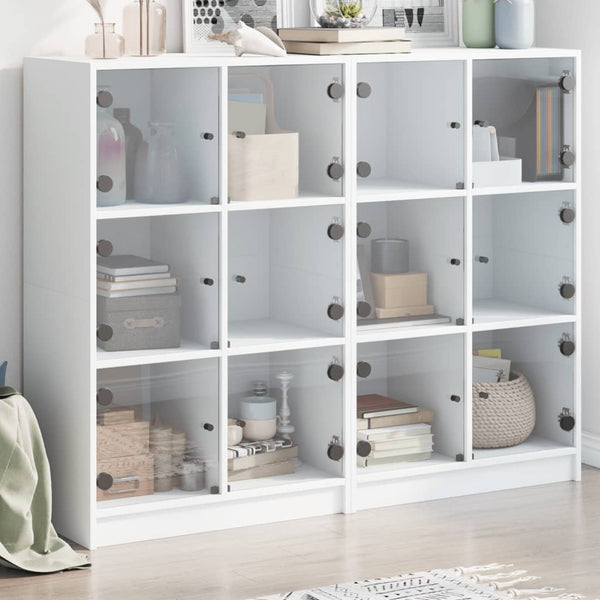 Bücherregal Weiß mit Türen 136x109 cm