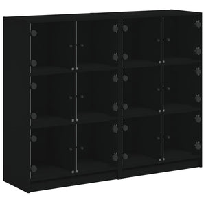 vidaXL Bibliothèque avec portes Noir 136x37x109 cm Bois d'ingénierie