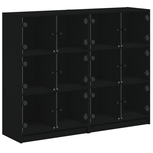vidaXL Bibliothèque avec portes Noir 136x37x109 cm Bois d'ingénierie