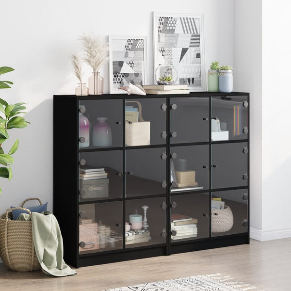 vidaXL Bibliothèque avec portes Noir 136x37x109 cm Bois d'ingénierie