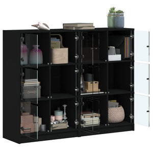 vidaXL Bibliothèque avec portes Noir 136x37x109 cm Bois d'ingénierie