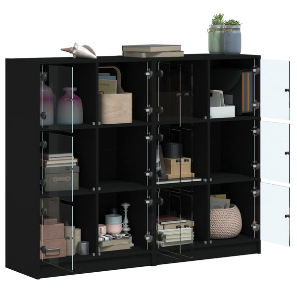 vidaXL Bibliothèque avec portes Noir 136x37x109 cm Bois d'ingénierie