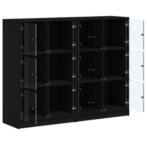 vidaXL Bibliothèque avec portes Noir 136x37x109 cm Bois d'ingénierie