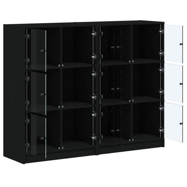 vidaXL Bibliothèque avec portes Noir 136x37x109 cm Bois d'ingénierie