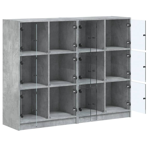 Bücherregal Betongrau mit Türen